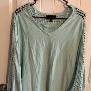 Light blue windowpane detail sweater